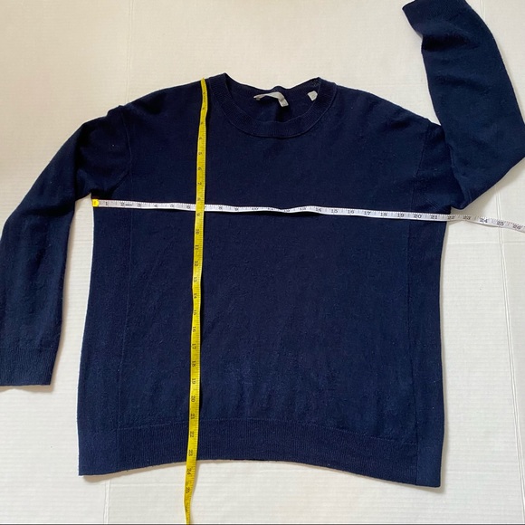 Vince women’s Cashmere Linen Boxy Crew neck knit sweater navy coastal blue - XS - Picture 10 of 13